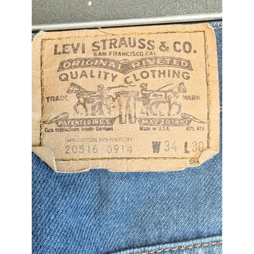 Vintage Levis 516 Orange Tab Jeans 75' Mens 34x30 Medium Wash Straight Leg